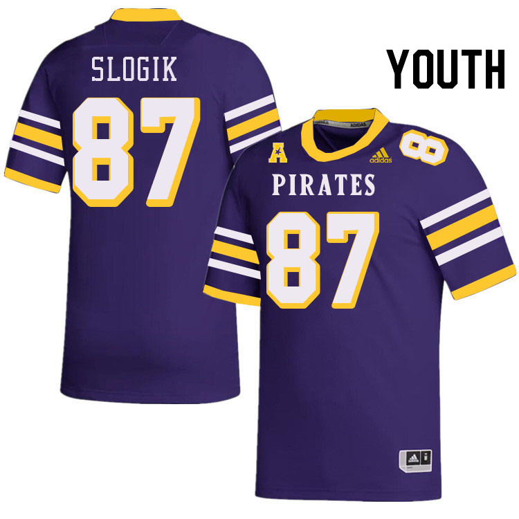 Youth #87 Nick Slogik ECU Pirates College Football Jerseys Stitched-Throwback